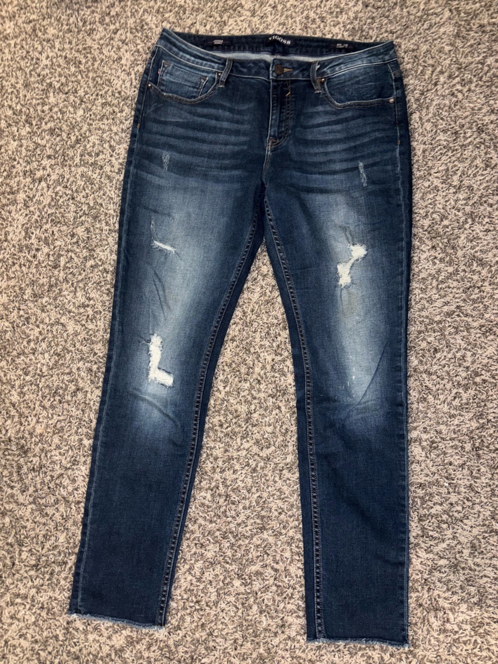 Vigoss Indigo Skinny Jeans with Faded Distress Size 32
